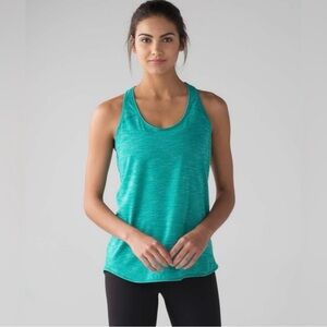 Lululemon Heathered Viridian Green Essential Tank Run Top sz 12